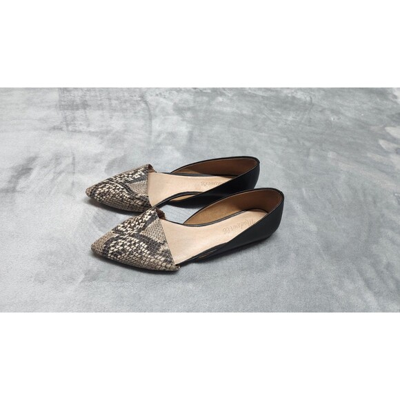 Madewell Lydia Flats Women 6.5 Embossed Leather Pointy Flats - Picture 1 of 8
